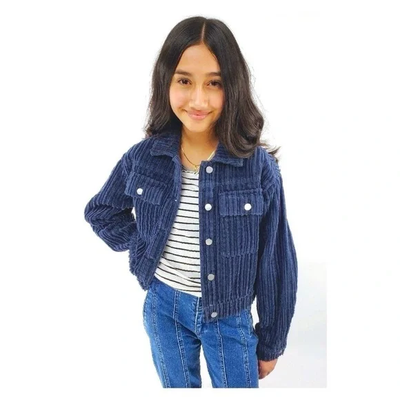 nwt // tractr girls corduroy patch pocket crop jacket